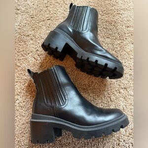 Black Chunky Sole Ankle Boots Women’s 7.5 Slip-On